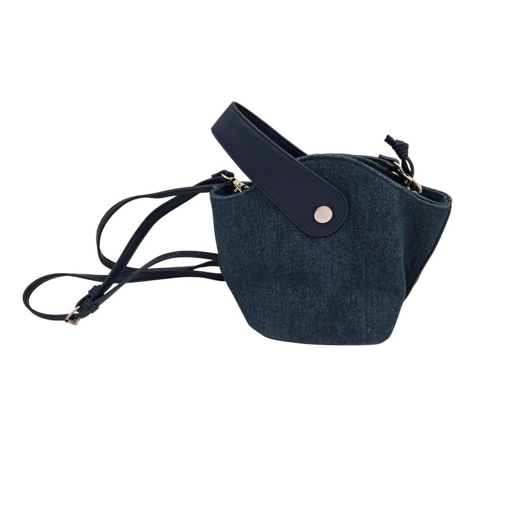 No Boundaries Denim Bucket Bag With Adjustable Strap 9x9 Inches Blue